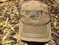 Cap Hat Musky Distressed Cap Hat  Tan and Olive Embroidered