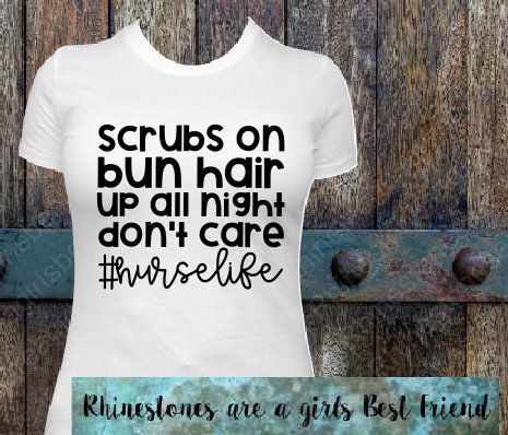 T-Shirt Scrubs on bun hair nurse 