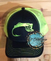 Bass Hook Cap Lime and Black Hat Embroidered