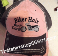 Biker Hair Dont Care Cap Hat Embroidered